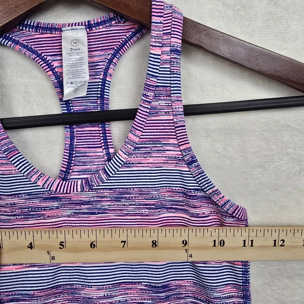 IVIVVA by Lululemon Cool Racer Back Tank Top Size 10  Multi-Color Stripe‎ Active